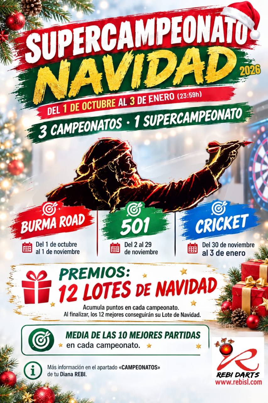 Supercampeonato de Navidad 2026. Burma Road, 501 y Cricket. Del 1 de octubre al 3 de enero. Premios: 12 lotes de Navidad.